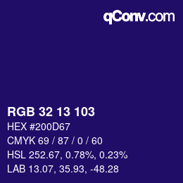 Color code: RGB 32 13 103 | qconv.com
