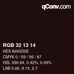 Color code: RGB 32 13 14 | qconv.com