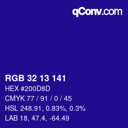 Color code: RGB 32 13 141 | qconv.com