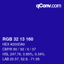 Color code: RGB 32 13 160 | qconv.com