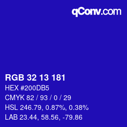 カラーコード: RGB 32 13 181 | qconv.com