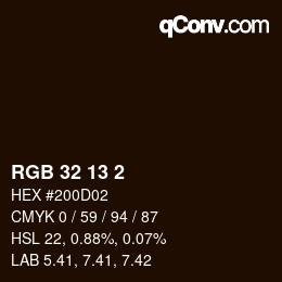 カラーコード: RGB 32 13 2 | qconv.com