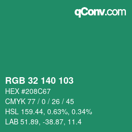 Color code: RGB 32 140 103 | qconv.com