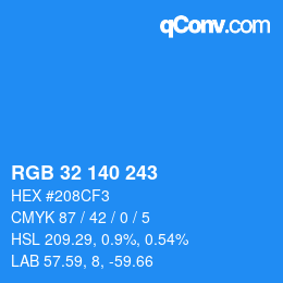Color code: RGB 32 140 243 | qconv.com