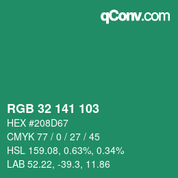 Color code: RGB 32 141 103 | qconv.com