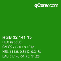 Color code: RGB 32 141 15 | qconv.com