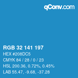 Color code: RGB 32 141 197 | qconv.com