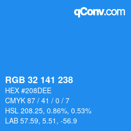 カラーコード: RGB 32 141 238 | qconv.com