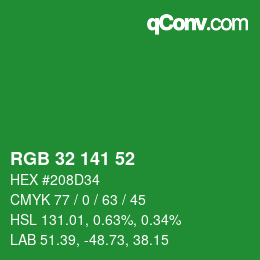 Color code: RGB 32 141 52 | qconv.com