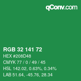 Color code: RGB 32 141 72 | qconv.com