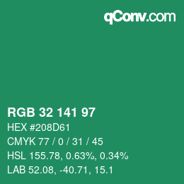 Color code: RGB 32 141 97 | qconv.com