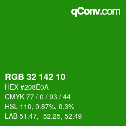 Color code: RGB 32 142 10 | qconv.com