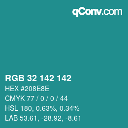 カラーコード: RGB 32 142 142 | qconv.com
