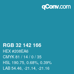 カラーコード: RGB 32 142 166 | qconv.com