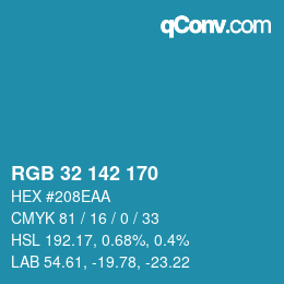 Color code: RGB 32 142 170 | qconv.com