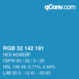 Color code: RGB 32 142 191 | qconv.com