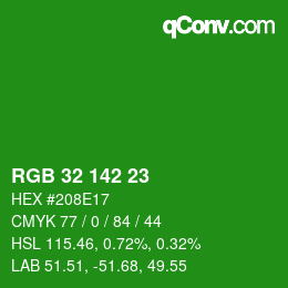 Color code: RGB 32 142 23 | qconv.com
