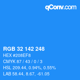 Color code: RGB 32 142 248 | qconv.com