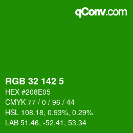 Color code: RGB 32 142 5 | qconv.com