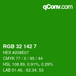 Color code: RGB 32 142 7 | qconv.com