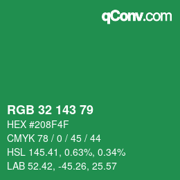 Color code: RGB 32 143 79 | qconv.com