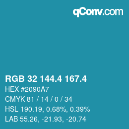 カラーコード: RGB 32 144.4 167.4 | qconv.com