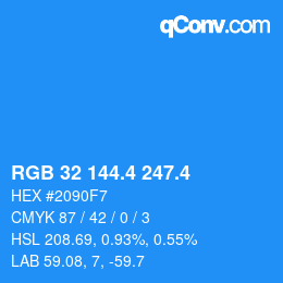 カラーコード: RGB 32 144.4 247.4 | qconv.com
