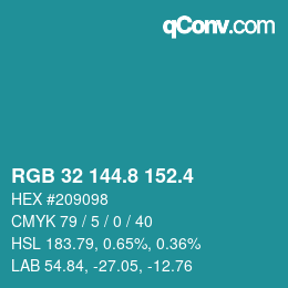 カラーコード: RGB 32 144.8 152.4 | qconv.com