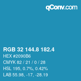 カラーコード: RGB 32 144.8 182.4 | qconv.com