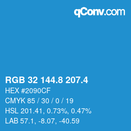 カラーコード: RGB 32 144.8 207.4 | qconv.com