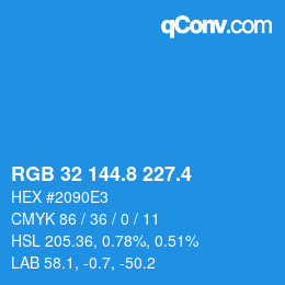 カラーコード: RGB 32 144.8 227.4 | qconv.com