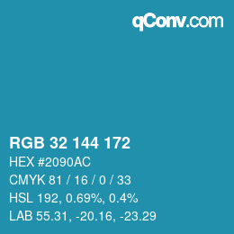 Código de color: RGB 32 144 172 | qconv.com