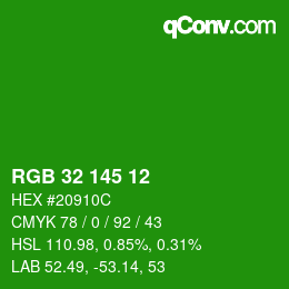 Color code: RGB 32 145 12 | qconv.com