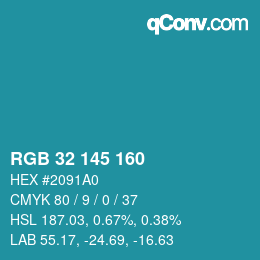 Color code: RGB 32 145 160 | qconv.com