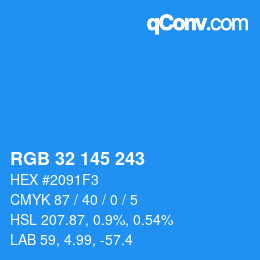 Color code: RGB 32 145 243 | qconv.com