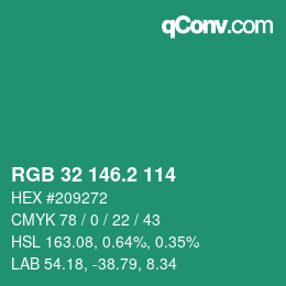カラーコード: RGB 32 146.2 114 | qconv.com