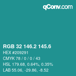 カラーコード: RGB 32 146.2 145.6 | qconv.com