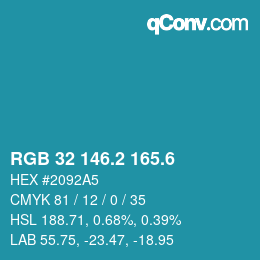 カラーコード: RGB 32 146.2 165.6 | qconv.com