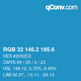 カラーコード: RGB 32 146.2 195.6 | qconv.com