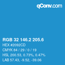 カラーコード: RGB 32 146.2 205.6 | qconv.com