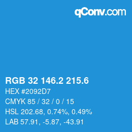 カラーコード: RGB 32 146.2 215.6 | qconv.com