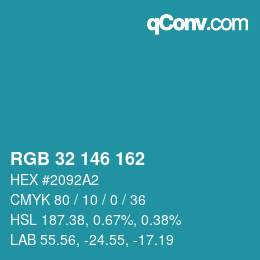 Color code: RGB 32 146 162 | qconv.com