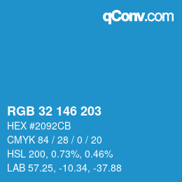 Color code: RGB 32 146 203 | qconv.com