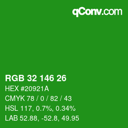 Color code: RGB 32 146 26 | qconv.com