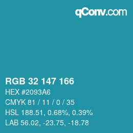 Color code: RGB 32 147 166 | qconv.com