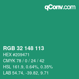 Farbcode: RGB 32 148 113 | qconv.com