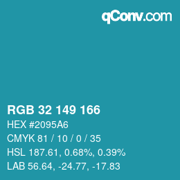 Color code: RGB 32 149 166 | qconv.com