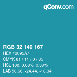 Color code: RGB 32 149 167 | qconv.com