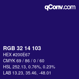 Color code: RGB 32 14 103 | qconv.com
