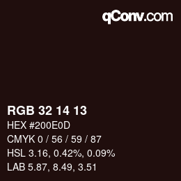 Color code: RGB 32 14 13 | qconv.com